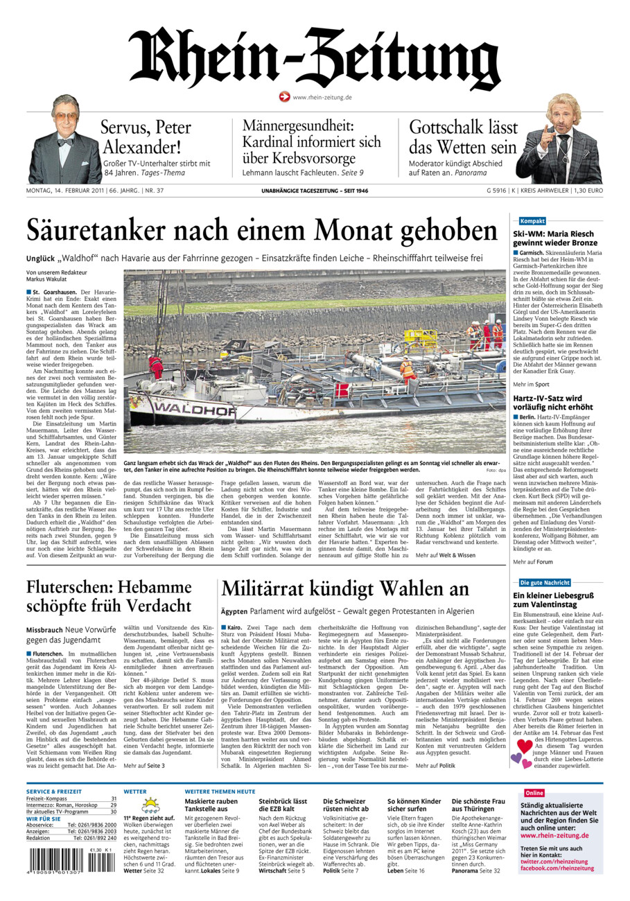 Rhein-Zeitung Kreis Ahrweiler vom Montag, 14.02.2011