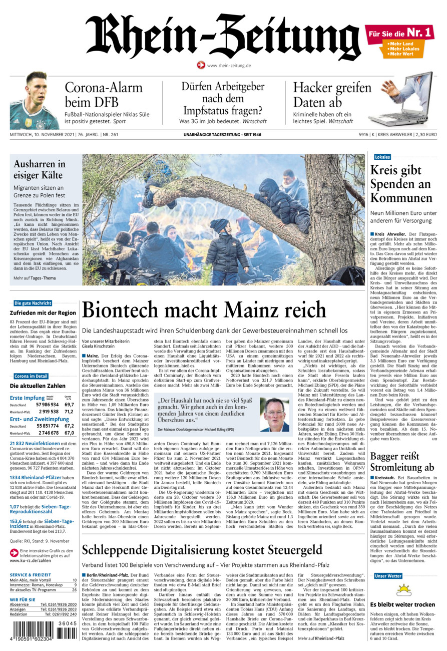 Rhein-Zeitung Kreis Ahrweiler vom Mittwoch, 10.11.2021