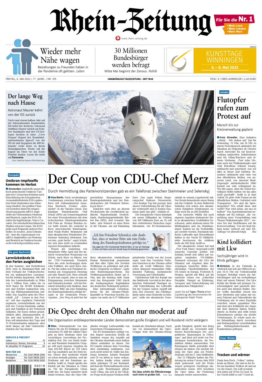 Rhein-Zeitung Kreis Ahrweiler vom Freitag, 06.05.2022