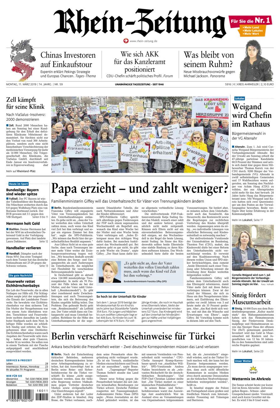 Rhein-Zeitung Kreis Ahrweiler vom Montag, 11.03.2019