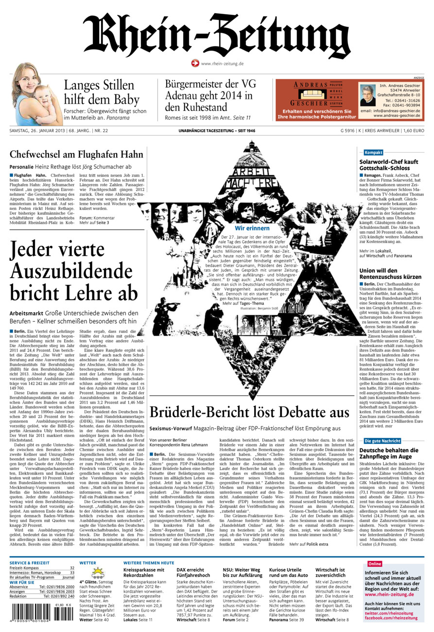 Rhein-Zeitung Kreis Ahrweiler vom Samstag, 26.01.2013
