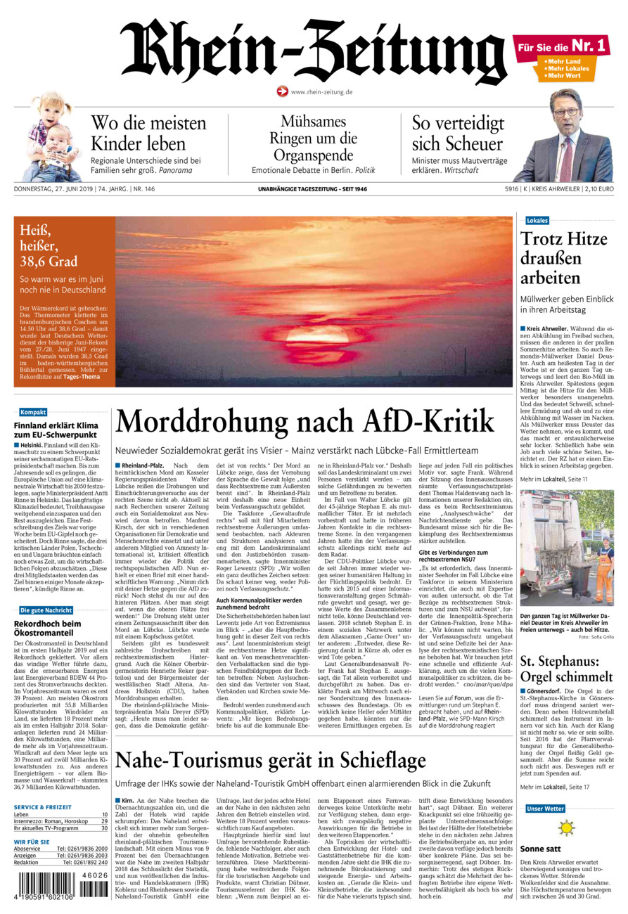 Rhein-Zeitung Kreis Ahrweiler vom Donnerstag, 27.06.2019