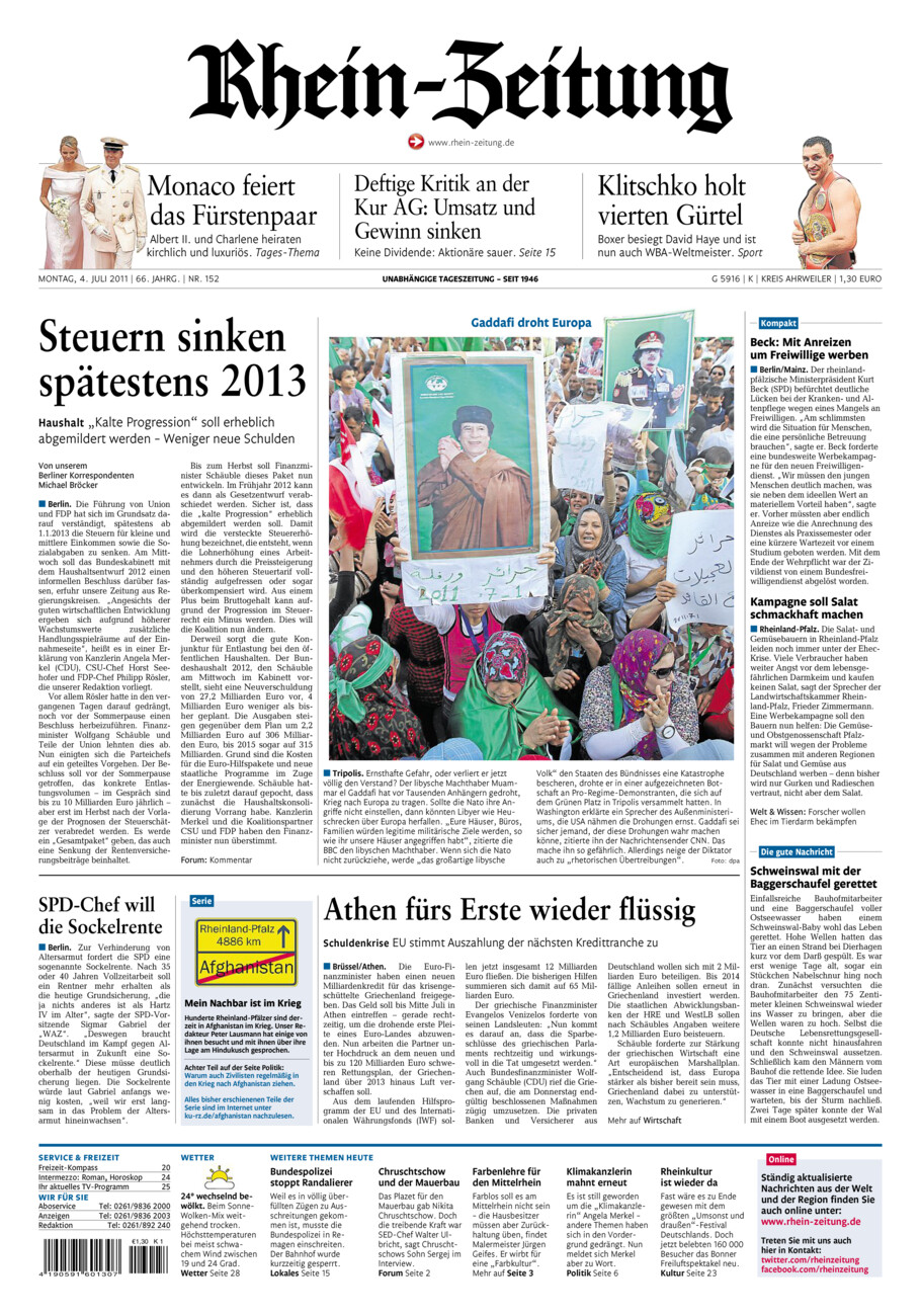 Rhein-Zeitung Kreis Ahrweiler vom Montag, 04.07.2011