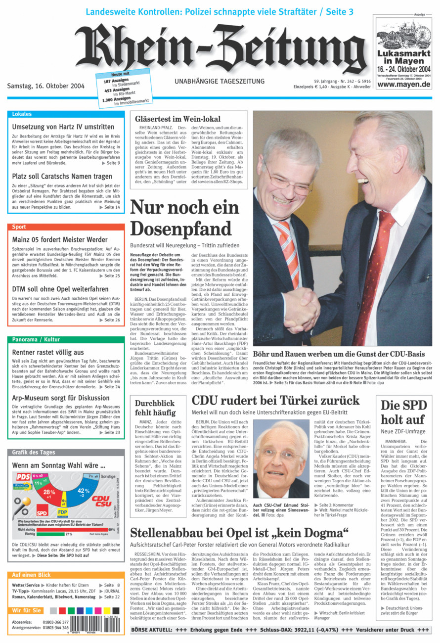 Rhein-Zeitung Kreis Ahrweiler vom Samstag, 16.10.2004