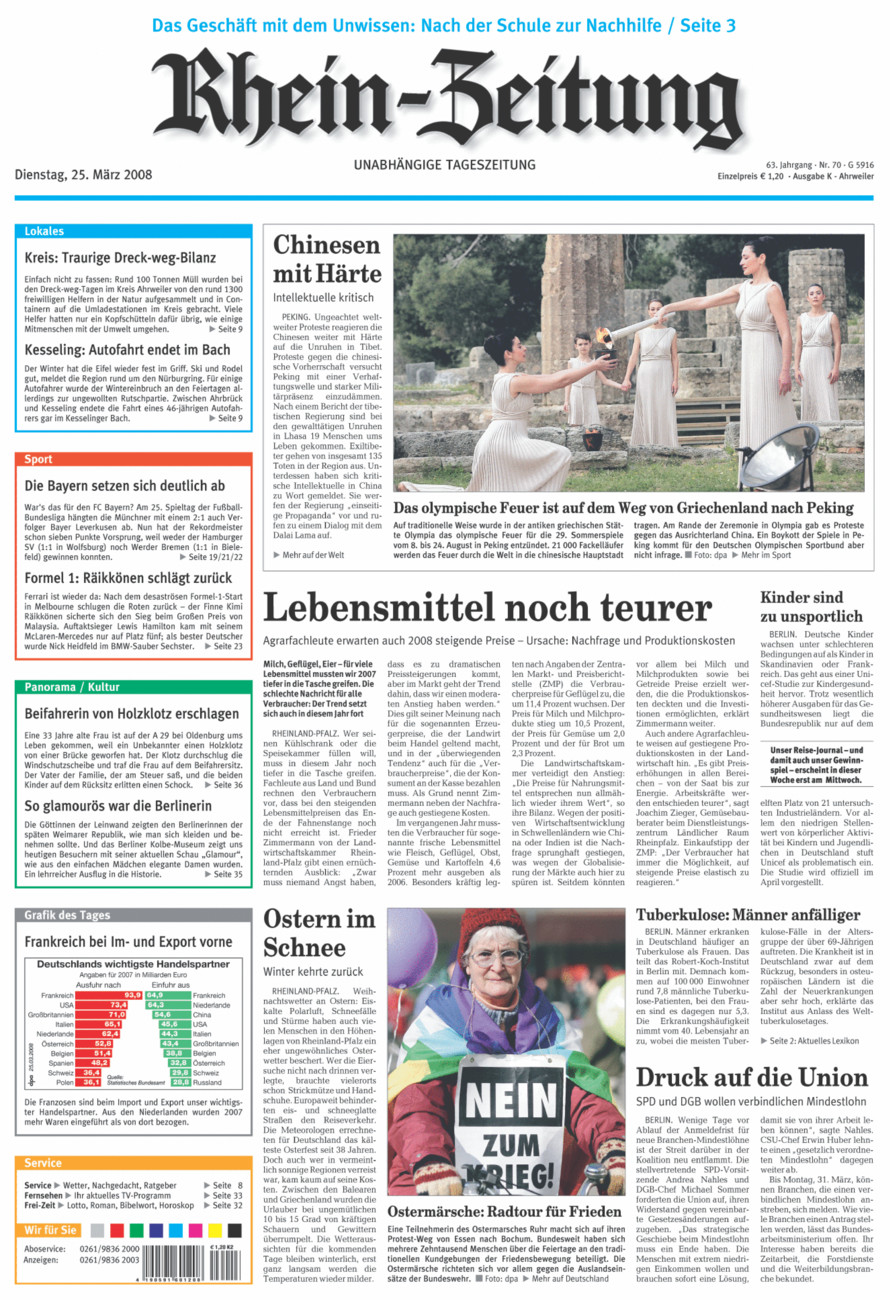 Rhein-Zeitung Kreis Ahrweiler vom Dienstag, 25.03.2008