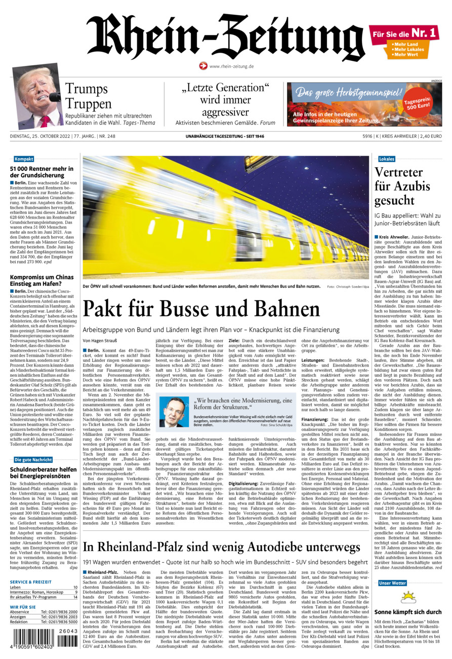Rhein-Zeitung Kreis Ahrweiler vom Dienstag, 25.10.2022