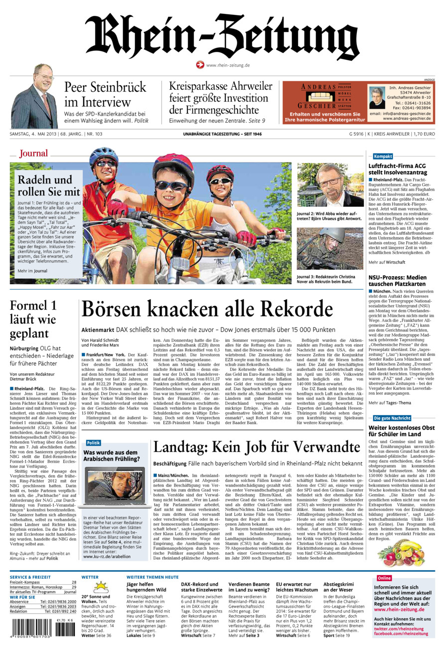 Rhein-Zeitung Kreis Ahrweiler vom Samstag, 04.05.2013