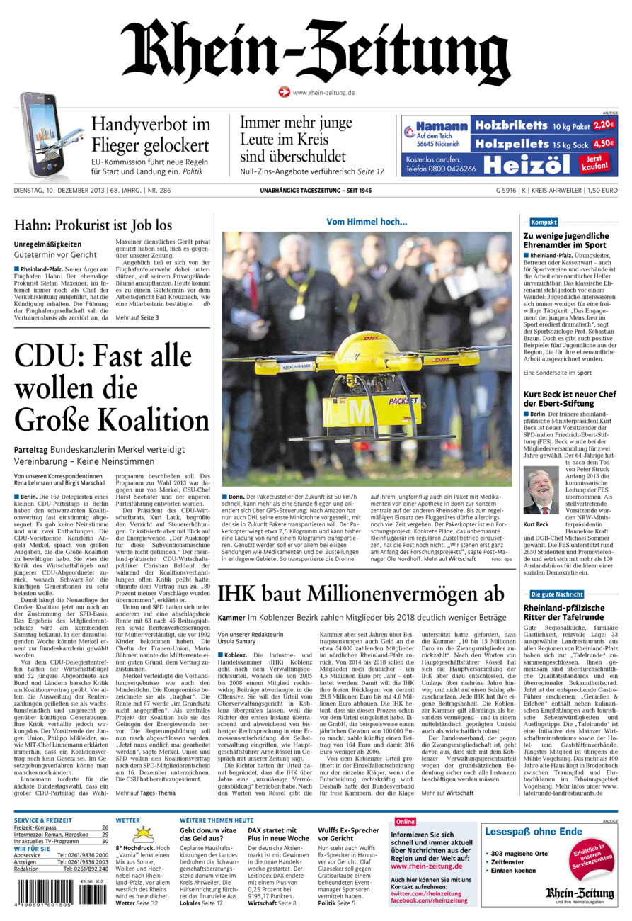 Rhein-Zeitung Kreis Ahrweiler vom Dienstag, 10.12.2013