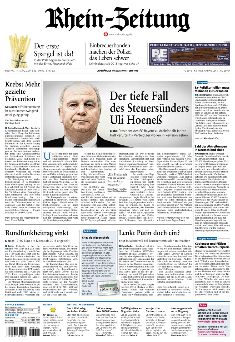 Rhein-Zeitung Kreis Ahrweiler vom Freitag, 14.03.2014