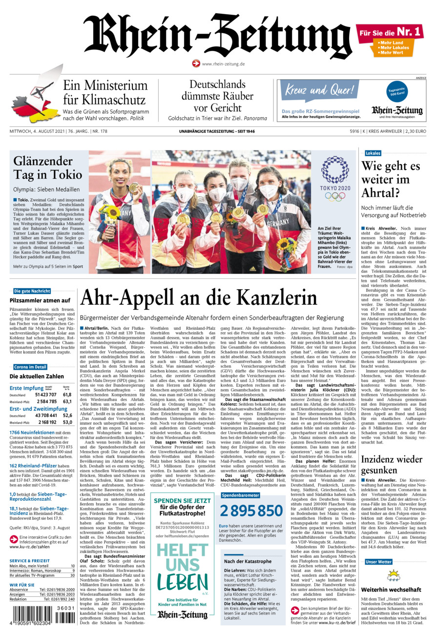 Rhein-Zeitung Kreis Ahrweiler vom Mittwoch, 04.08.2021