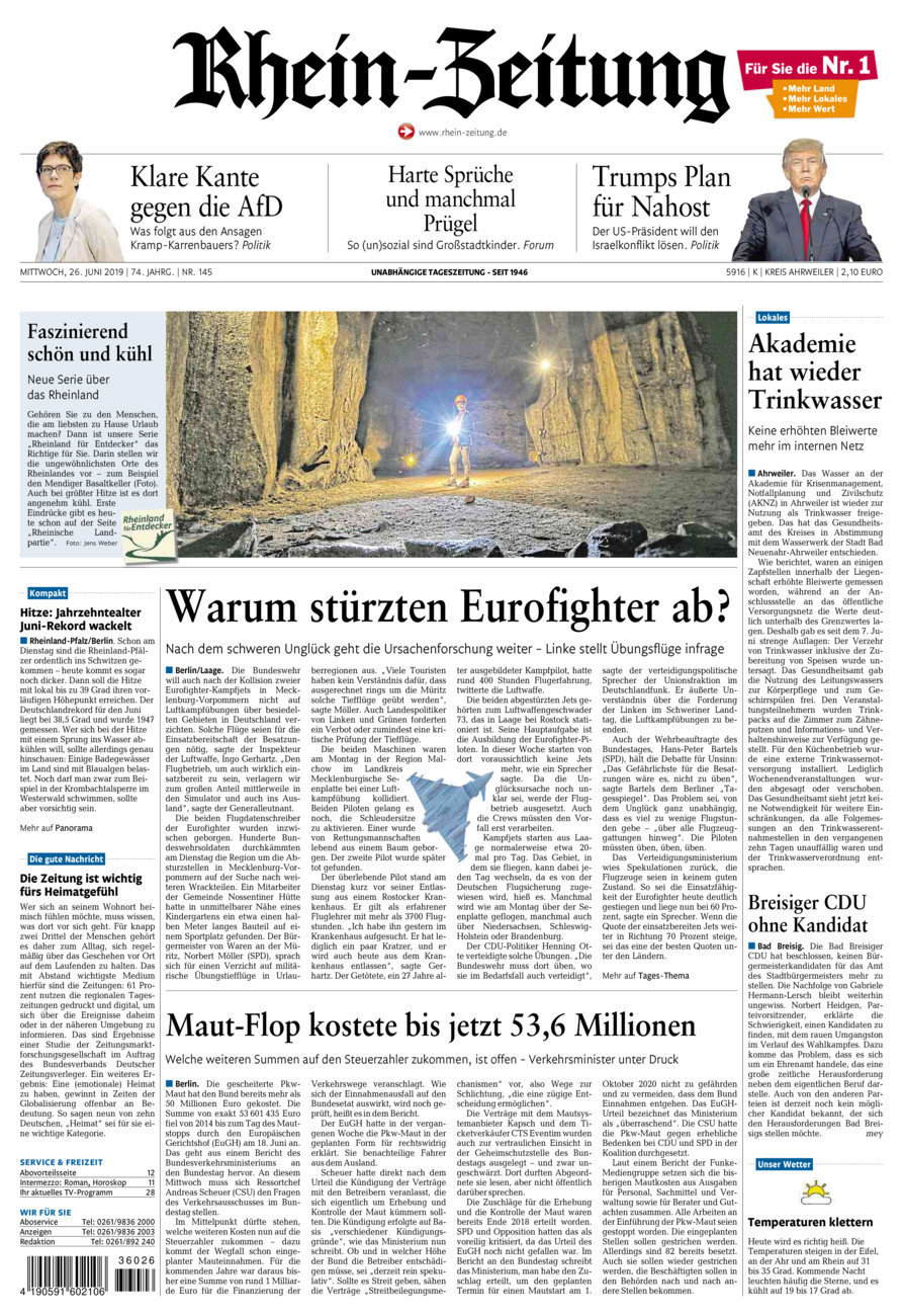 Rhein-Zeitung Kreis Ahrweiler vom Mittwoch, 26.06.2019