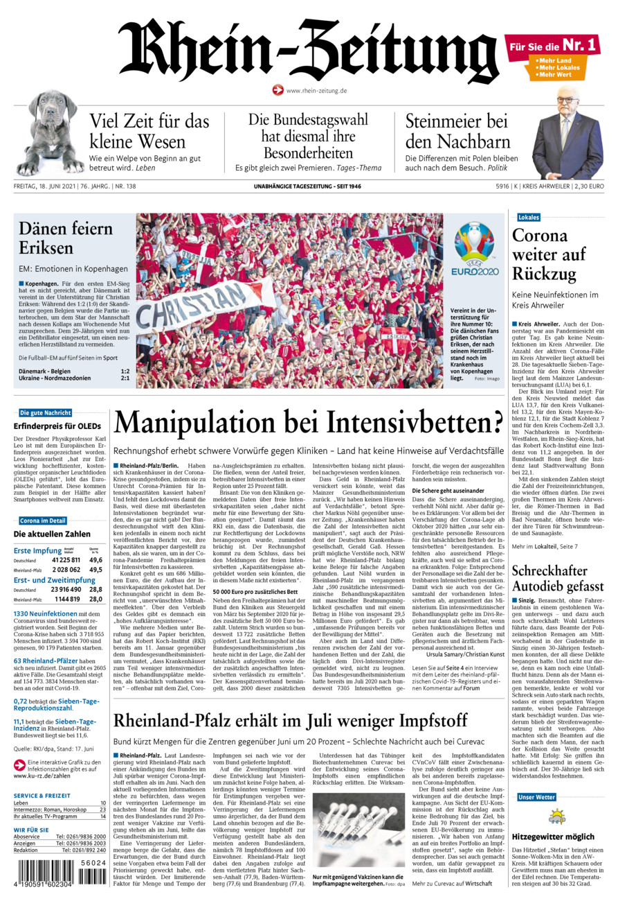 Rhein-Zeitung Kreis Ahrweiler vom Freitag, 18.06.2021