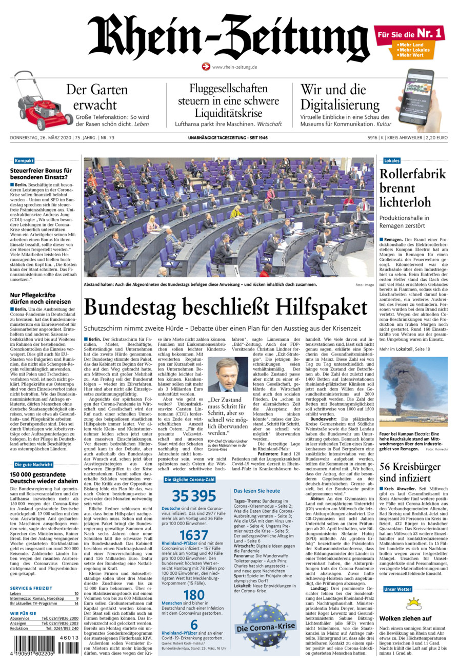 Rhein-Zeitung Kreis Ahrweiler vom Donnerstag, 26.03.2020