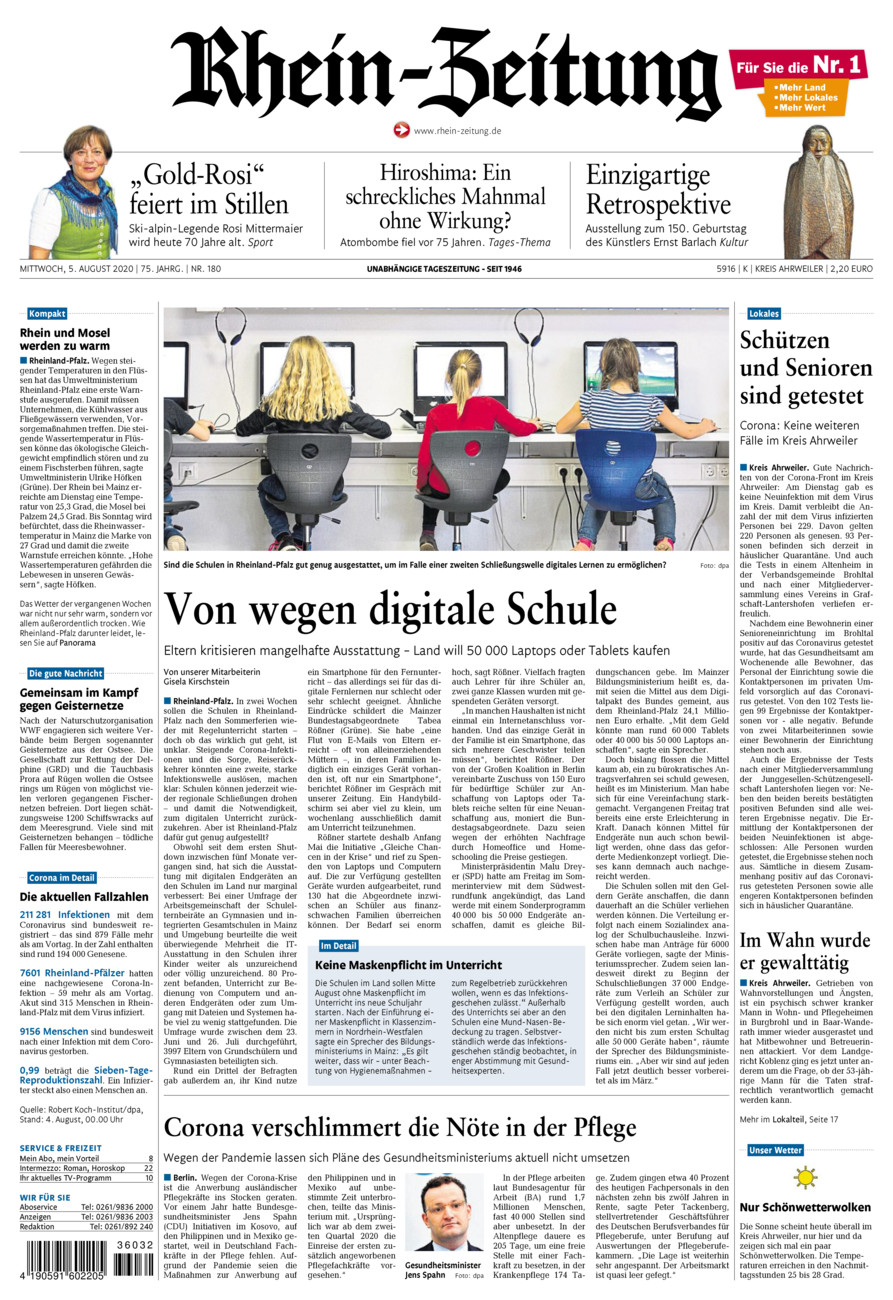 Rhein-Zeitung Kreis Ahrweiler vom Mittwoch, 05.08.2020