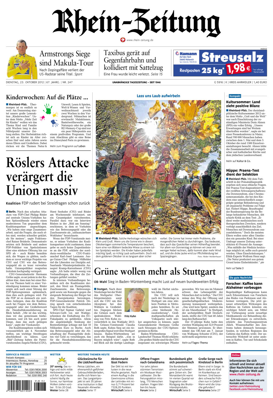 Rhein-Zeitung Kreis Ahrweiler vom Dienstag, 23.10.2012