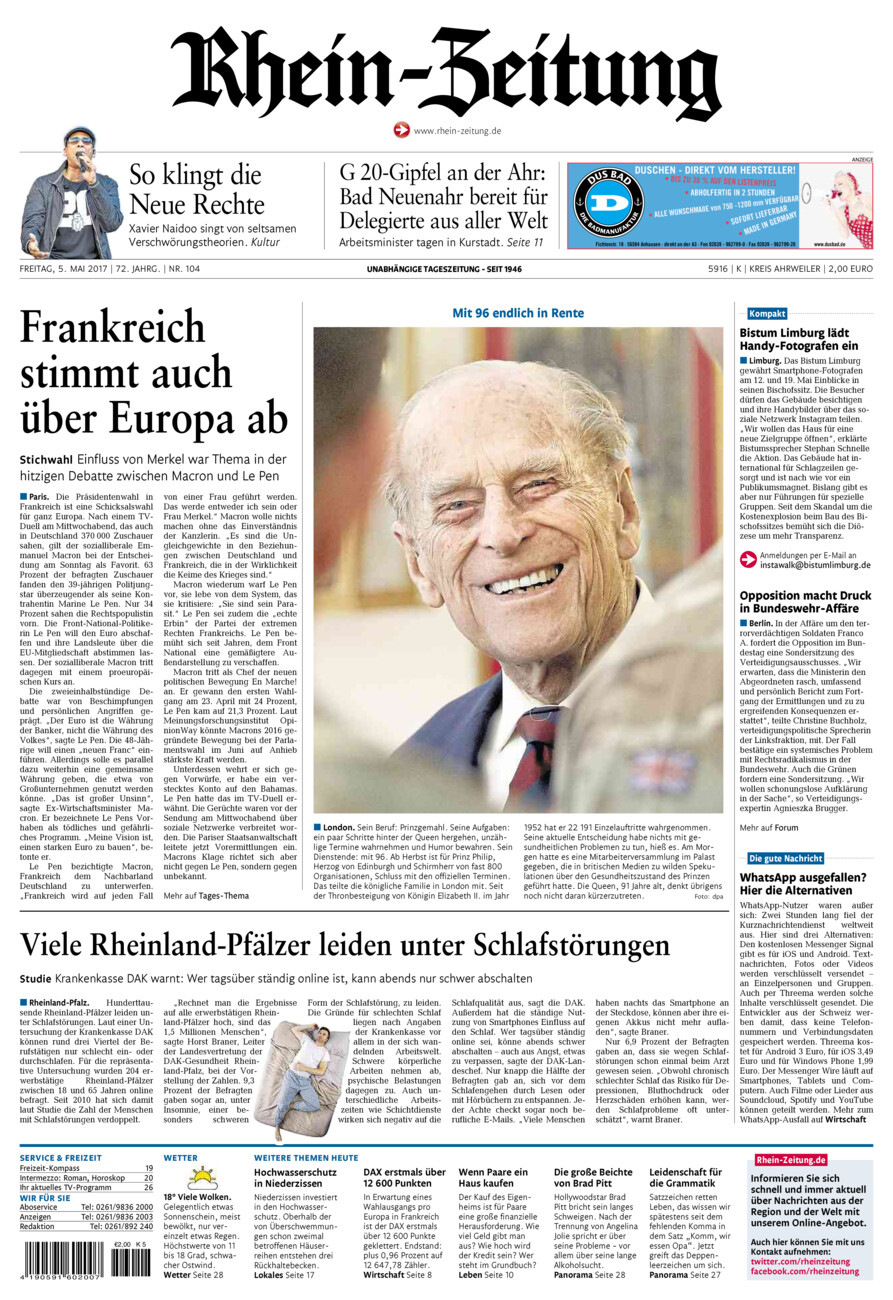 Rhein-Zeitung Kreis Ahrweiler vom Freitag, 05.05.2017