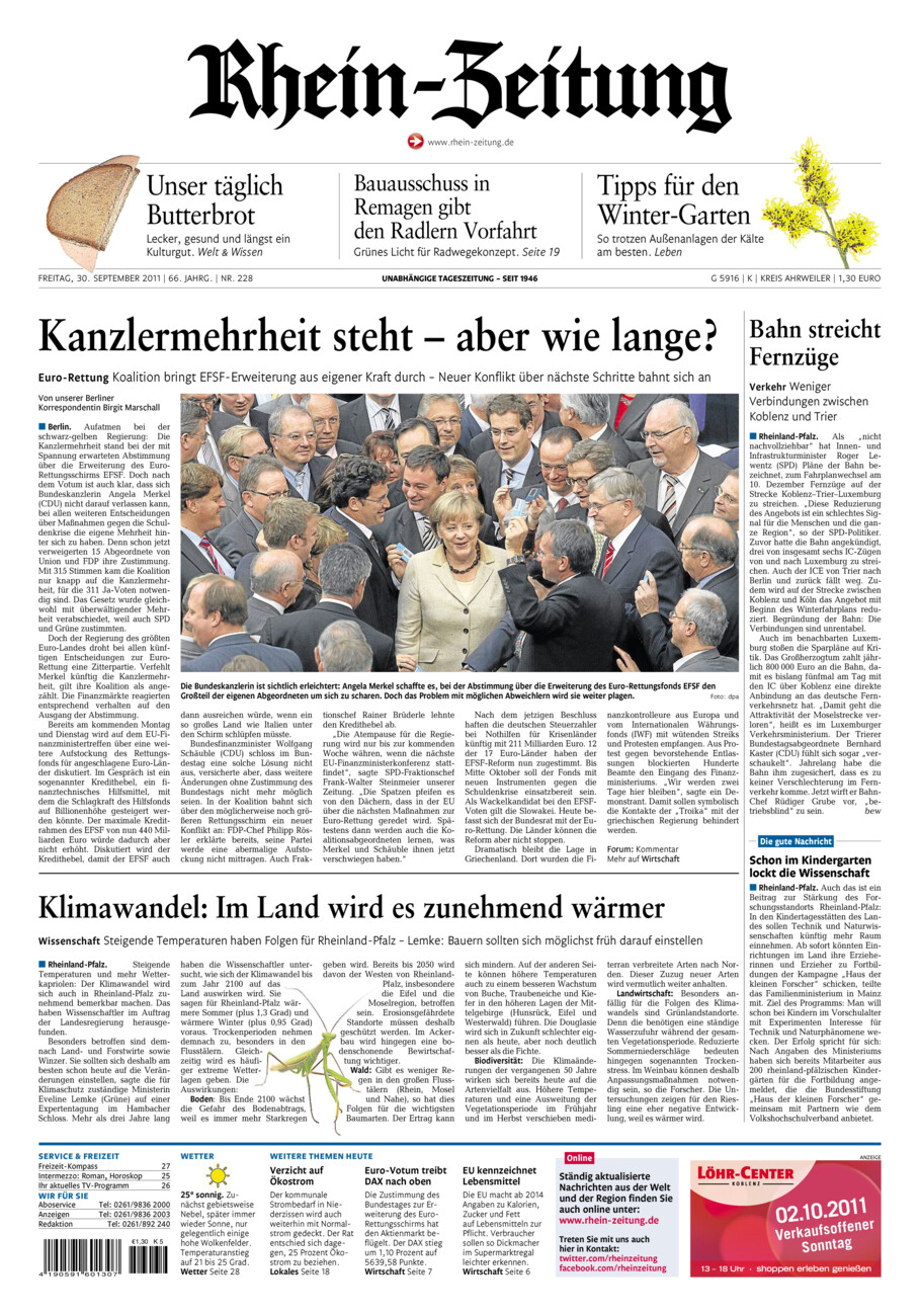 Rhein-Zeitung Kreis Ahrweiler vom Freitag, 30.09.2011
