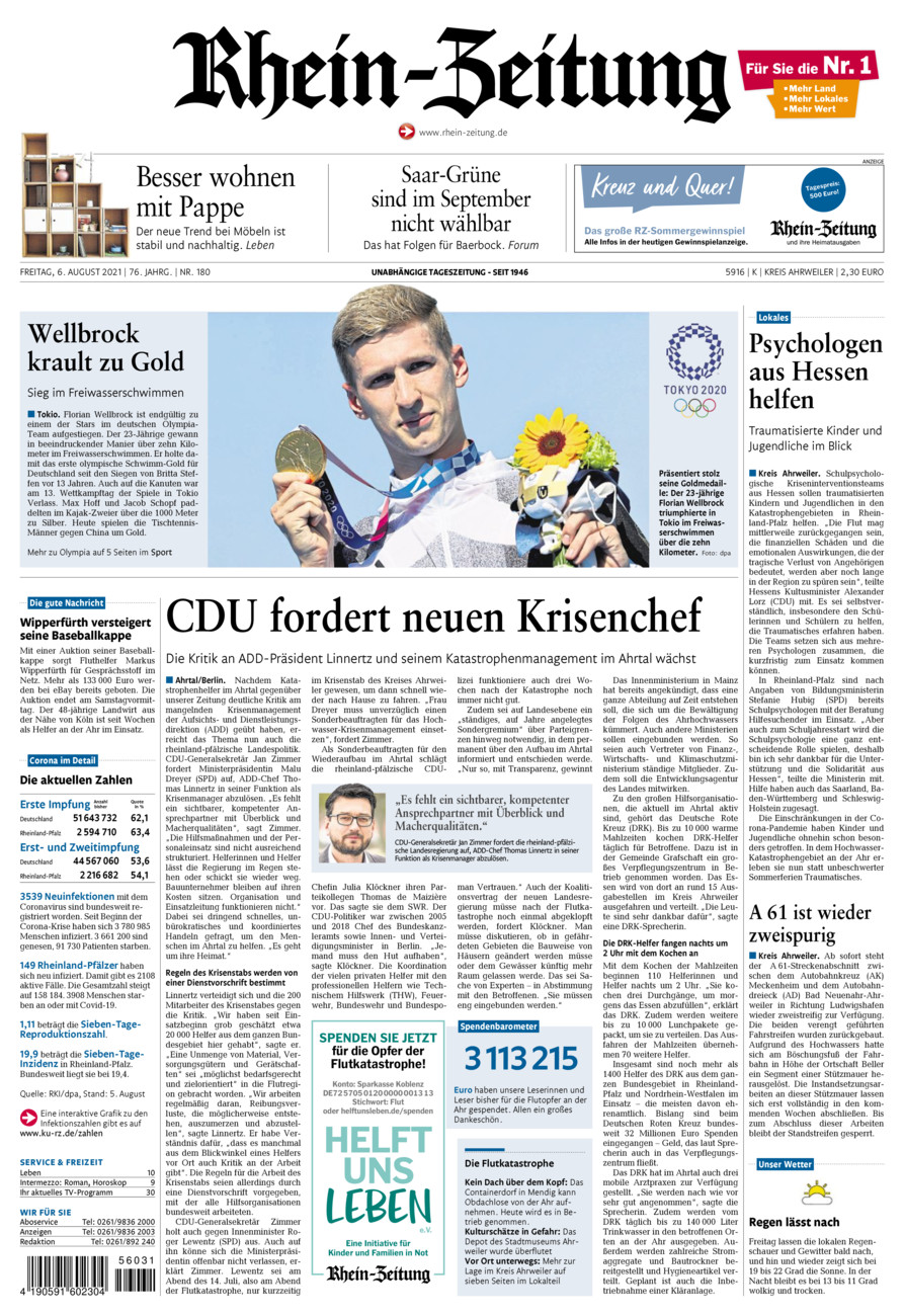 Rhein-Zeitung Kreis Ahrweiler vom Freitag, 06.08.2021