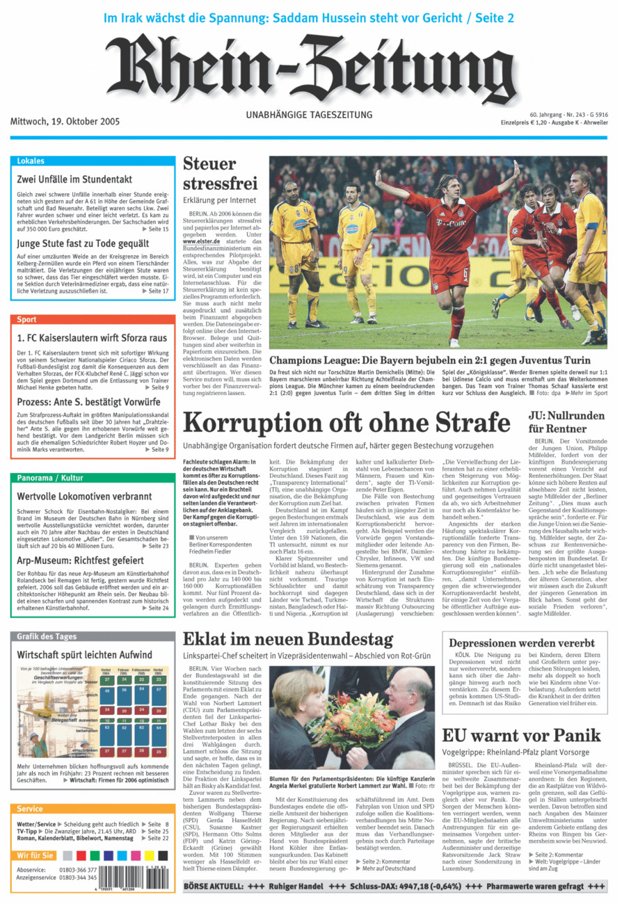 Rhein-Zeitung Kreis Ahrweiler vom Mittwoch, 19.10.2005
