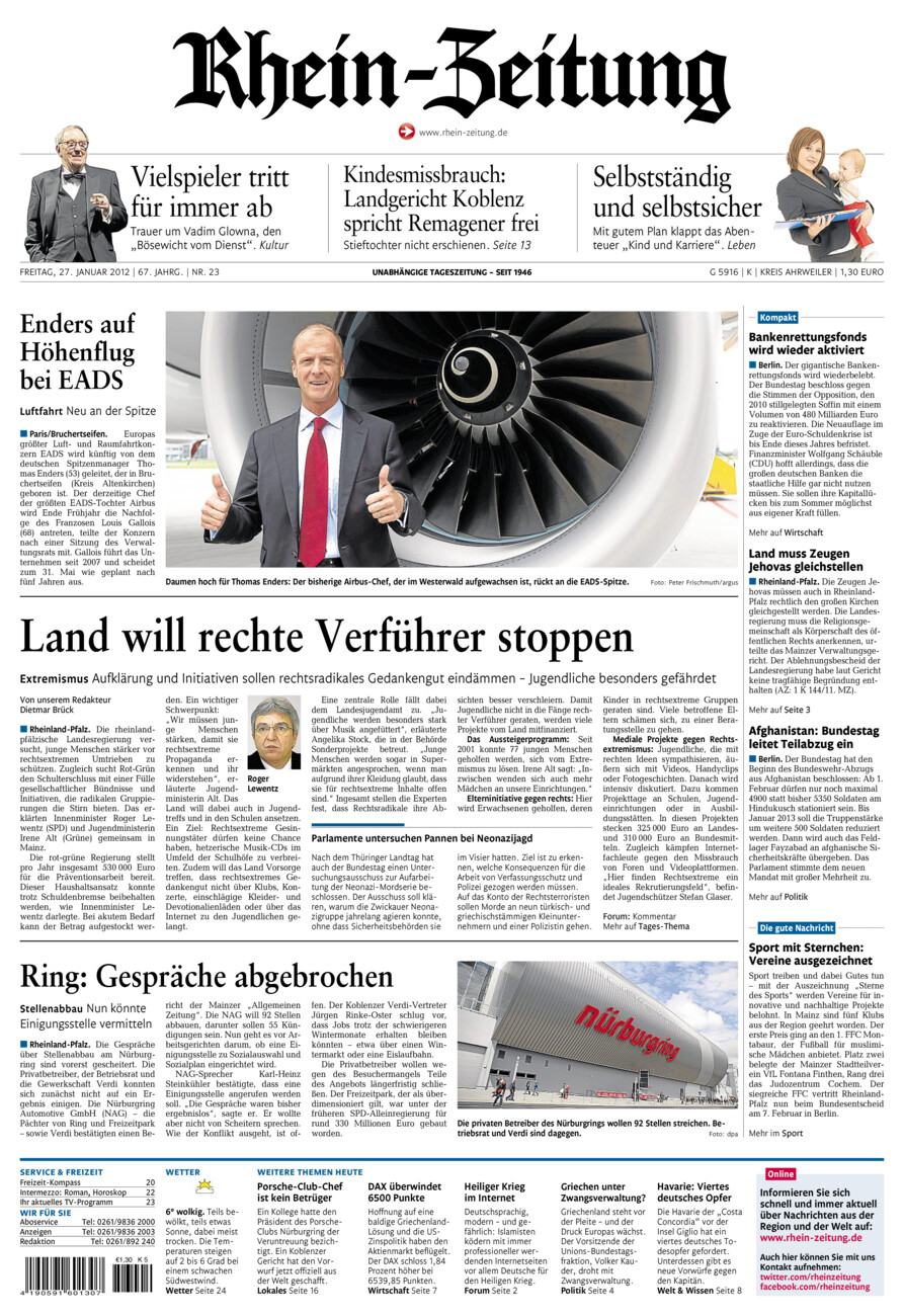Rhein-Zeitung Kreis Ahrweiler vom Freitag, 27.01.2012