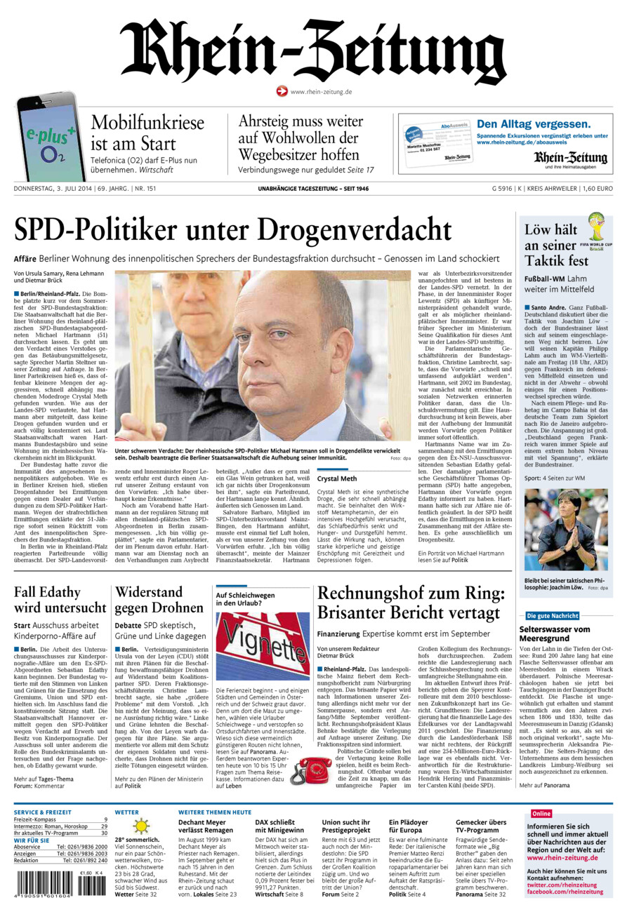 Rhein-Zeitung Kreis Ahrweiler vom Donnerstag, 03.07.2014