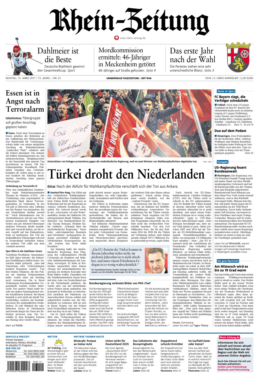 Rhein-Zeitung Kreis Ahrweiler vom Montag, 13.03.2017