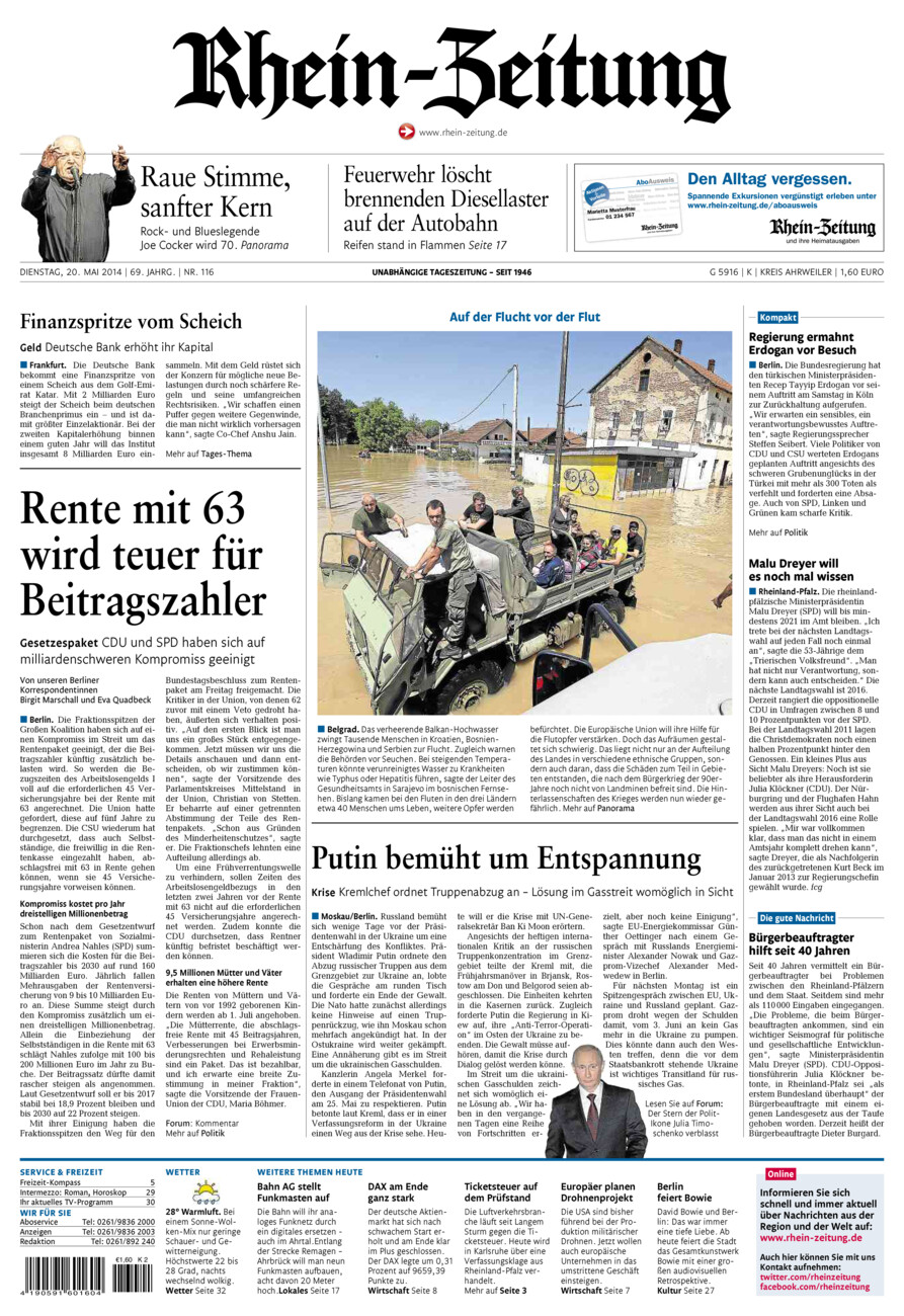 Rhein-Zeitung Kreis Ahrweiler vom Dienstag, 20.05.2014