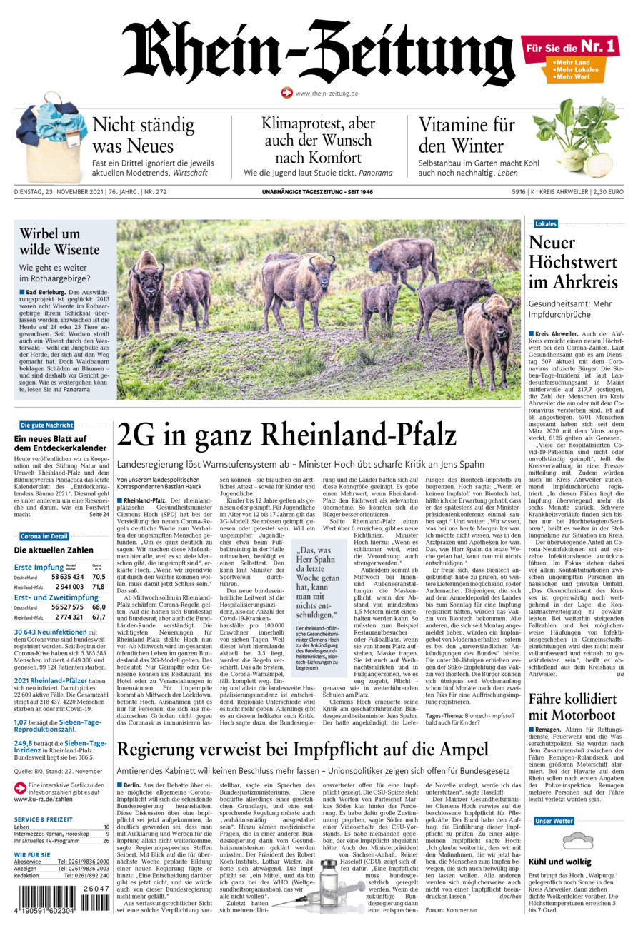 Rhein-Zeitung Kreis Ahrweiler vom Dienstag, 23.11.2021