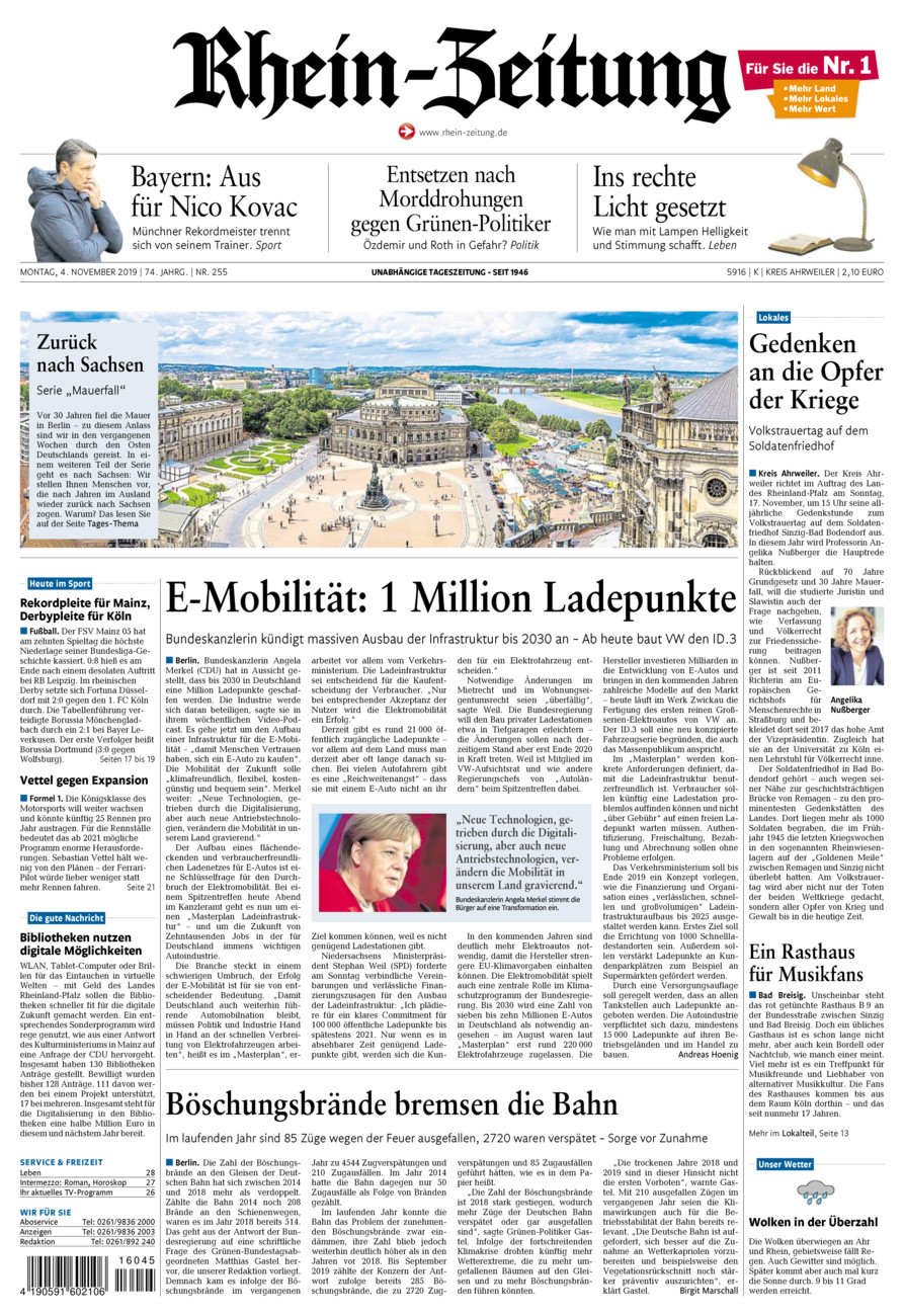 Rhein-Zeitung Kreis Ahrweiler vom Montag, 04.11.2019