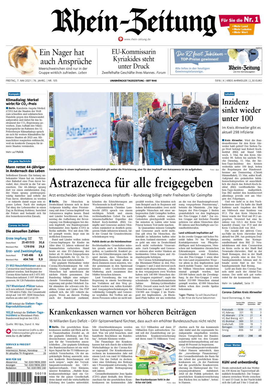 Rhein-Zeitung Kreis Ahrweiler vom Freitag, 07.05.2021