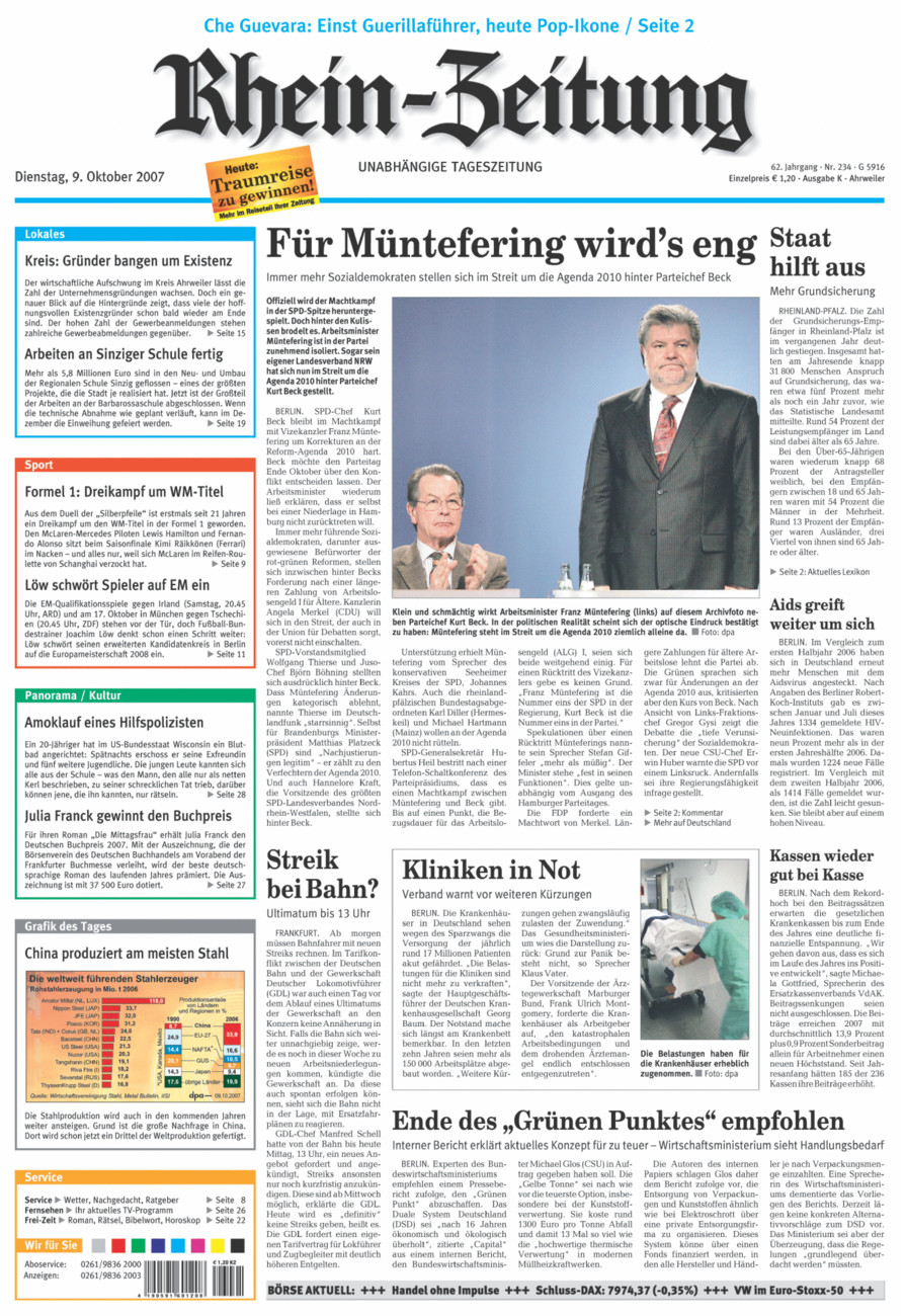 Rhein-Zeitung Kreis Ahrweiler vom Dienstag, 09.10.2007
