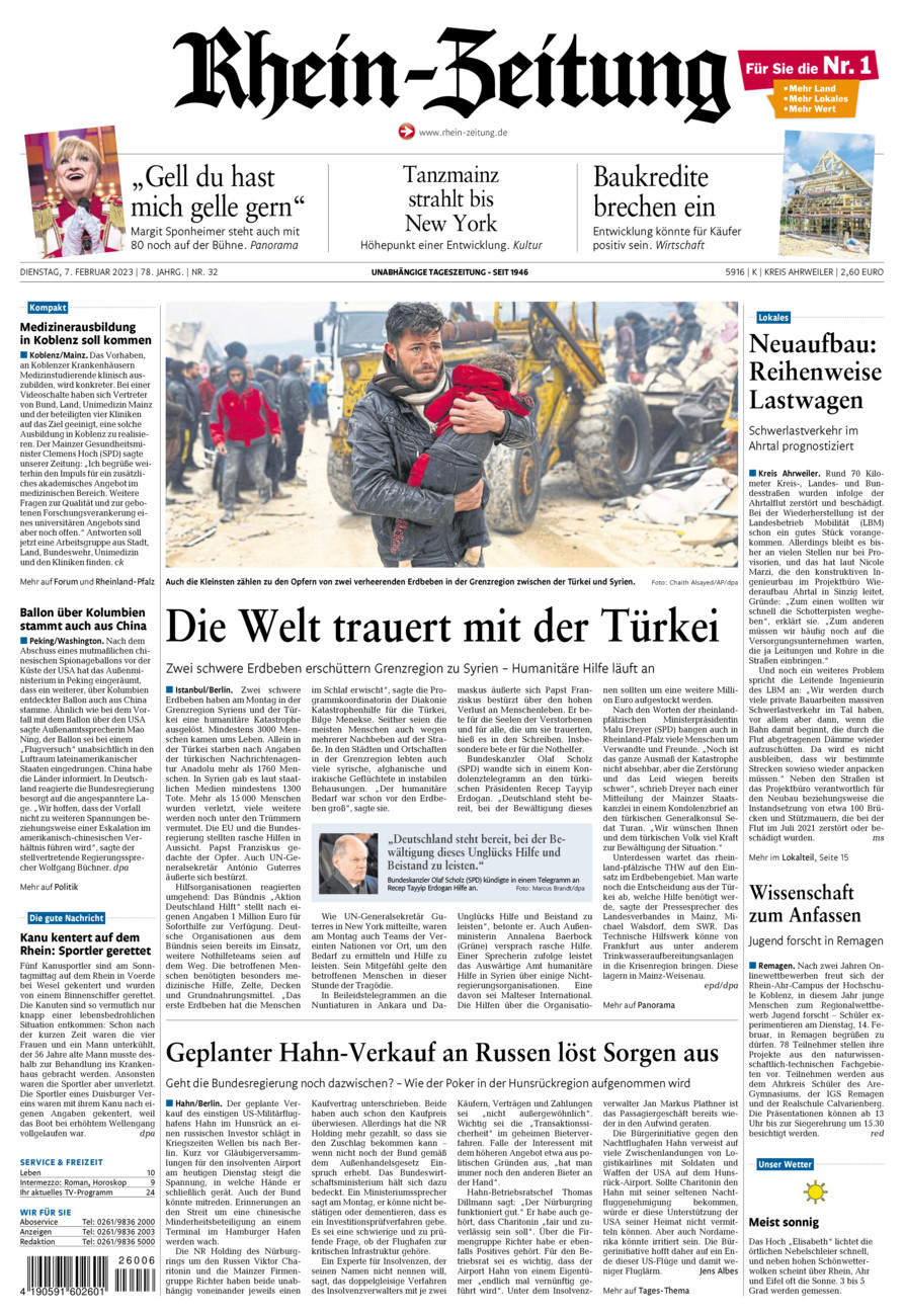 Rhein-Zeitung Kreis Ahrweiler vom Dienstag, 07.02.2023