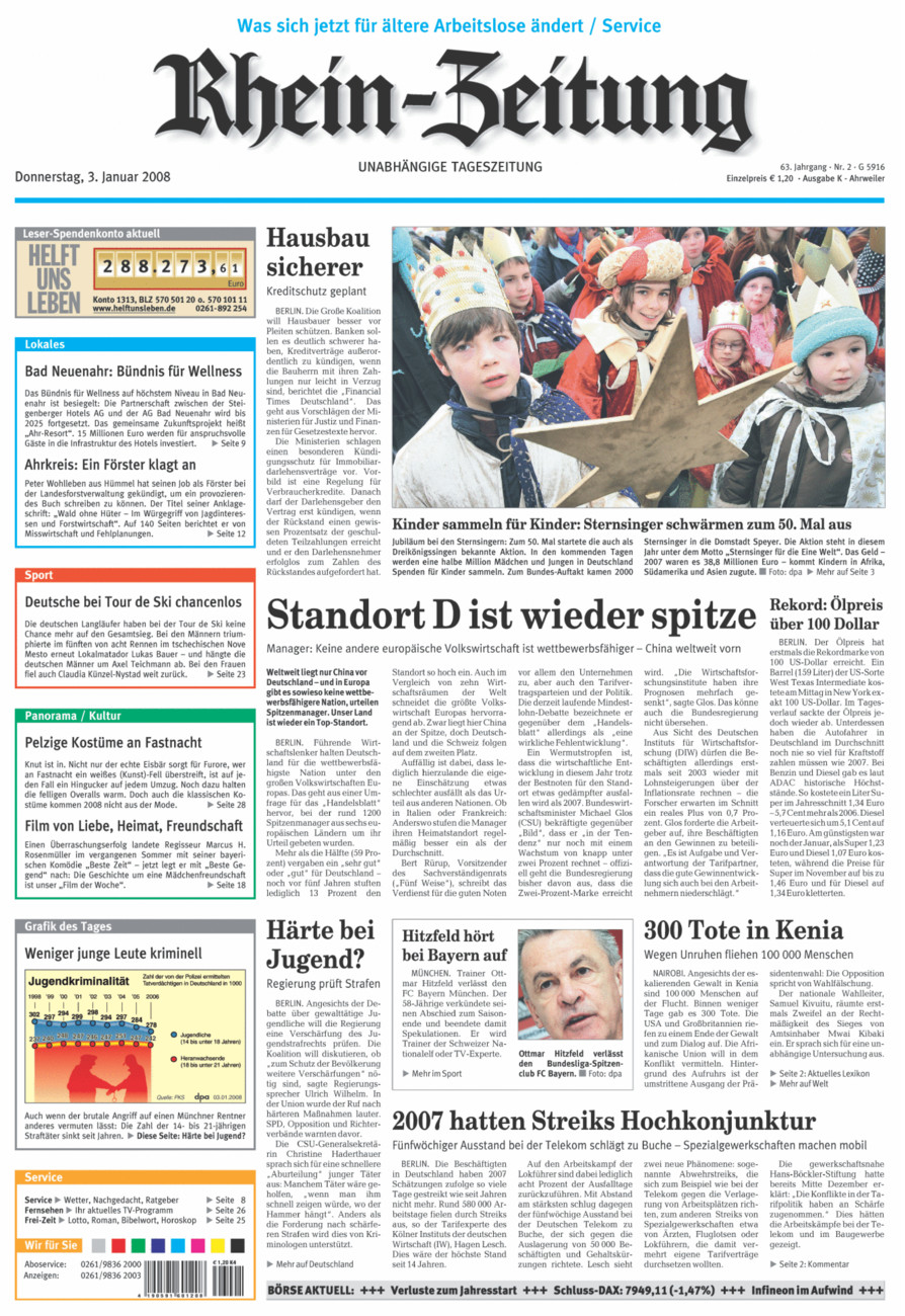 Rhein-Zeitung Kreis Ahrweiler vom Donnerstag, 03.01.2008