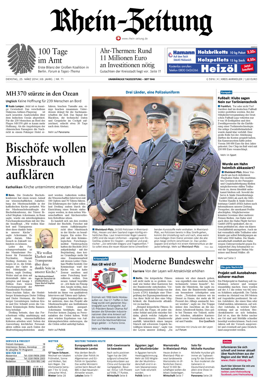 Rhein-Zeitung Kreis Ahrweiler vom Dienstag, 25.03.2014