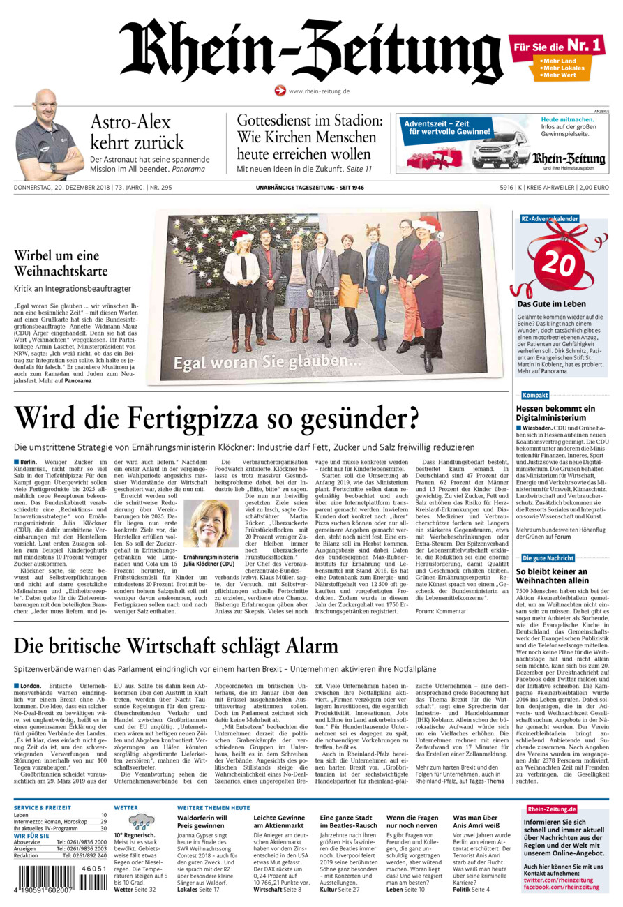 Rhein-Zeitung Kreis Ahrweiler vom Donnerstag, 20.12.2018