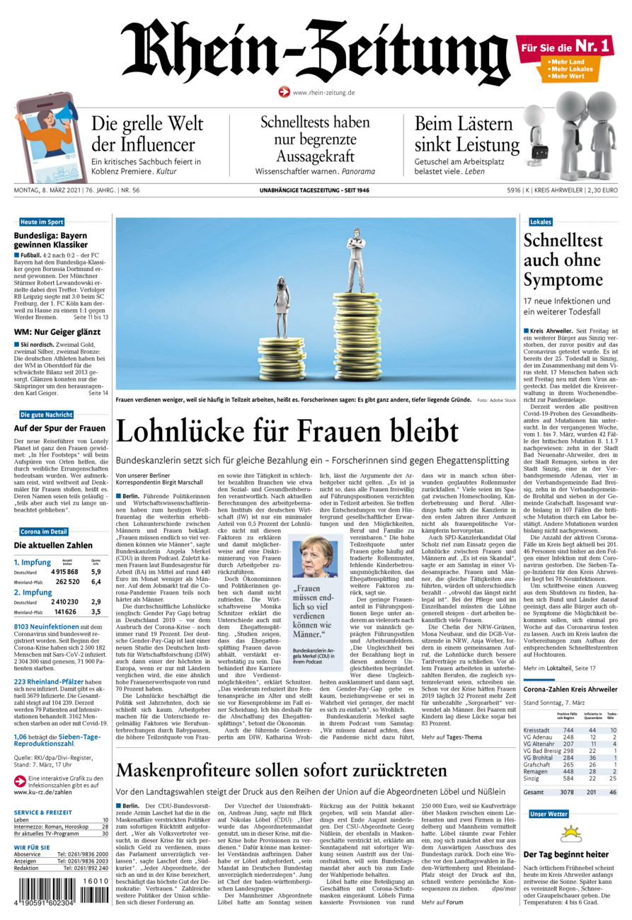 Rhein-Zeitung Kreis Ahrweiler vom Montag, 08.03.2021
