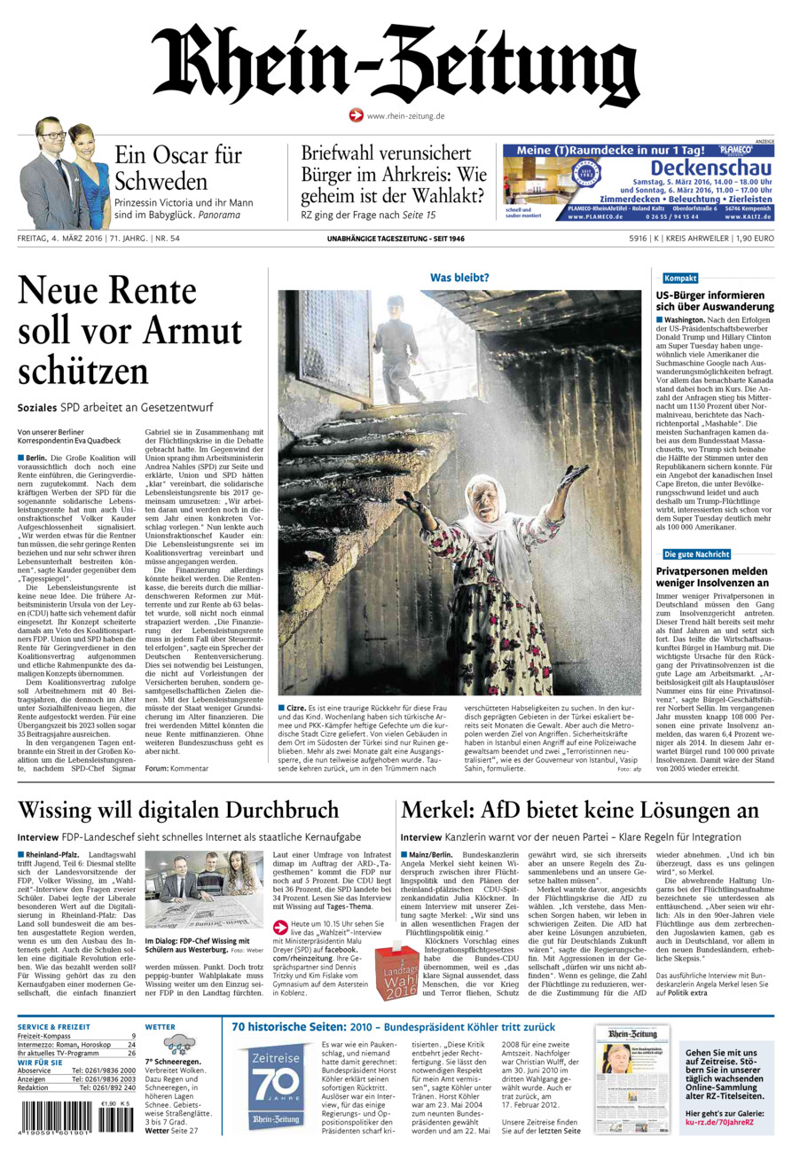 Rhein-Zeitung Kreis Ahrweiler vom Freitag, 04.03.2016