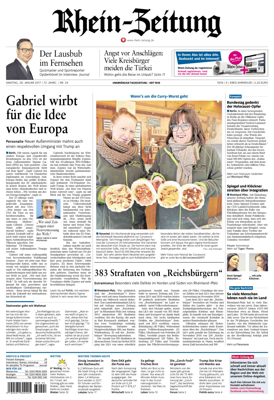 Rhein-Zeitung Kreis Ahrweiler vom Samstag, 28.01.2017