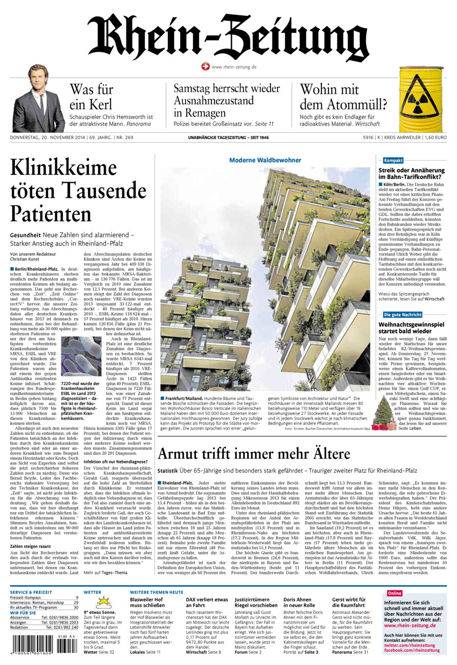 Rhein-Zeitung Kreis Ahrweiler vom Donnerstag, 20.11.2014