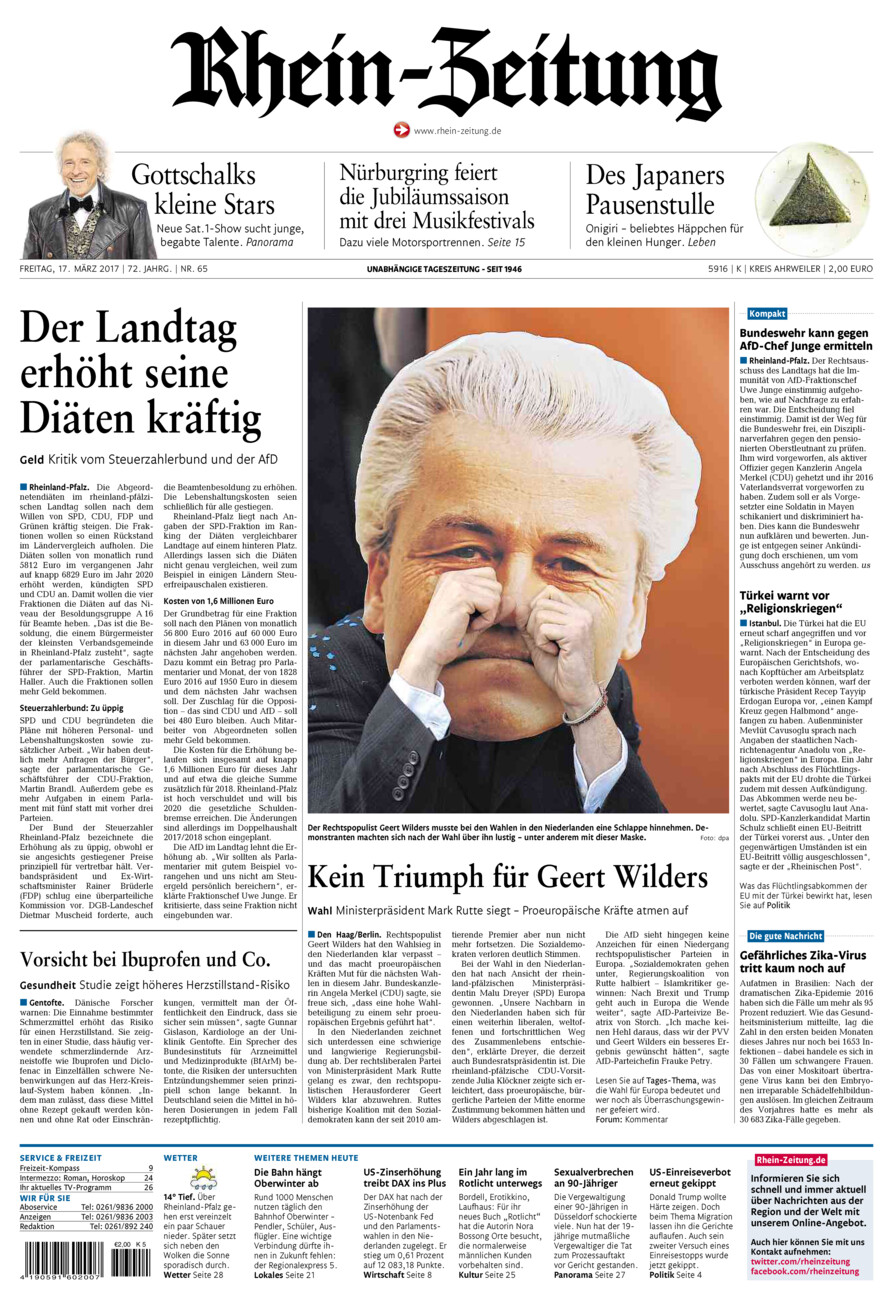 Rhein-Zeitung Kreis Ahrweiler vom Freitag, 17.03.2017