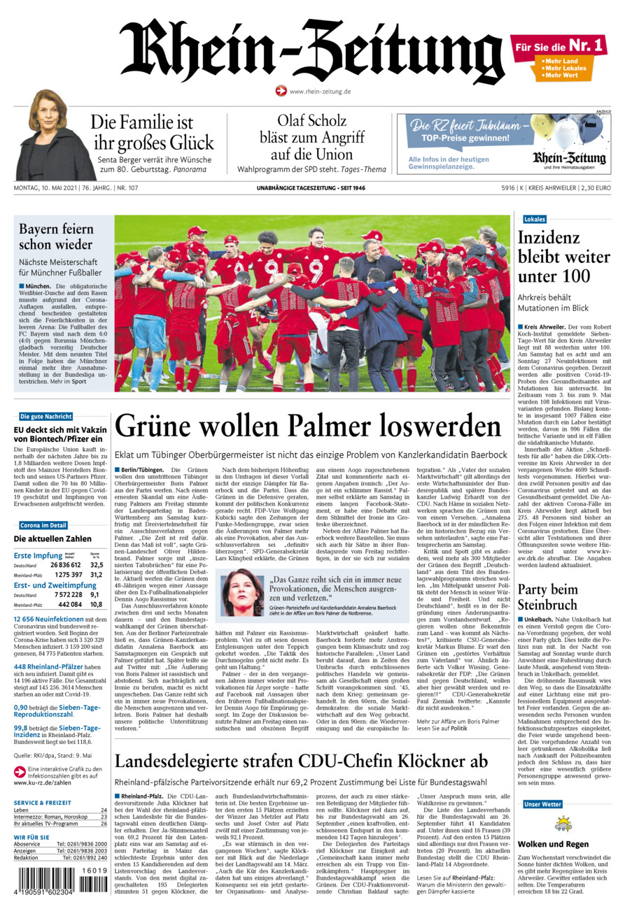 Rhein-Zeitung Kreis Ahrweiler vom Montag, 10.05.2021