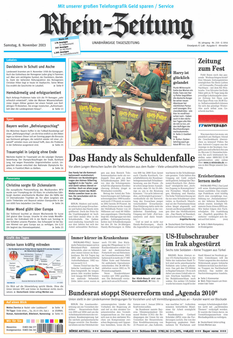 Rhein-Zeitung Kreis Ahrweiler vom Samstag, 08.11.2003