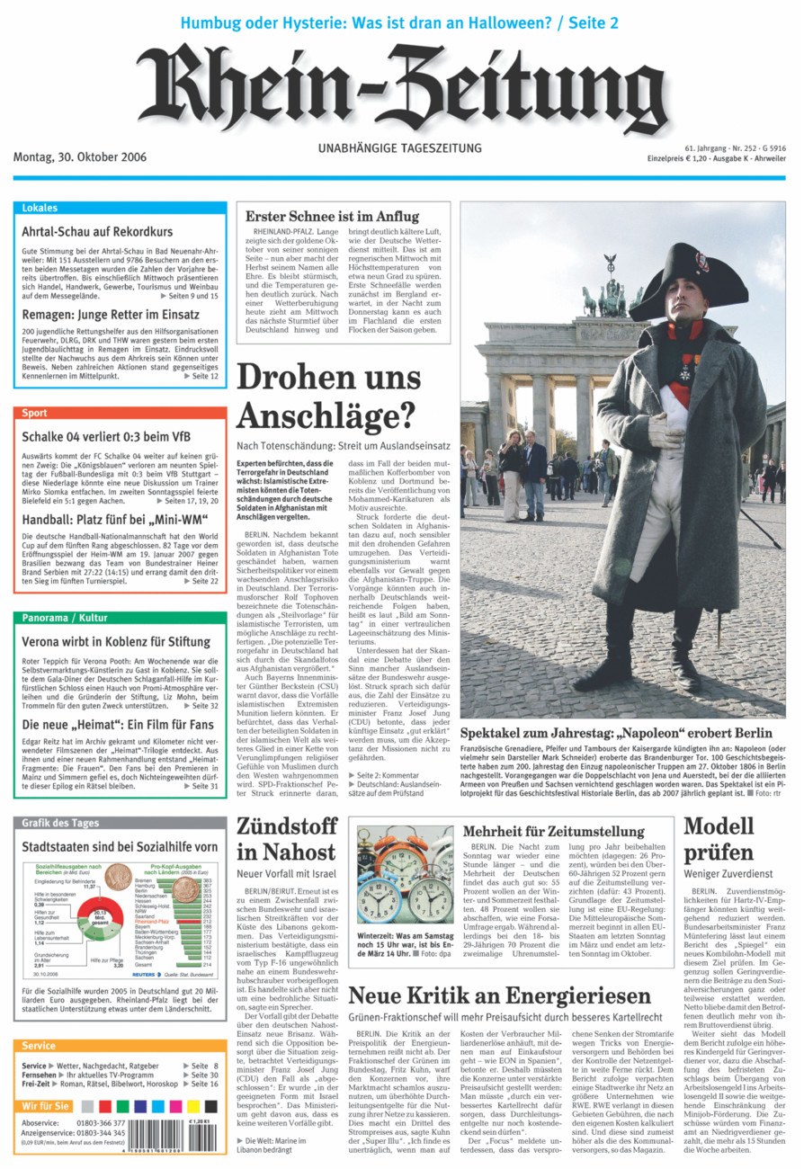 Rhein-Zeitung Kreis Ahrweiler vom Montag, 30.10.2006