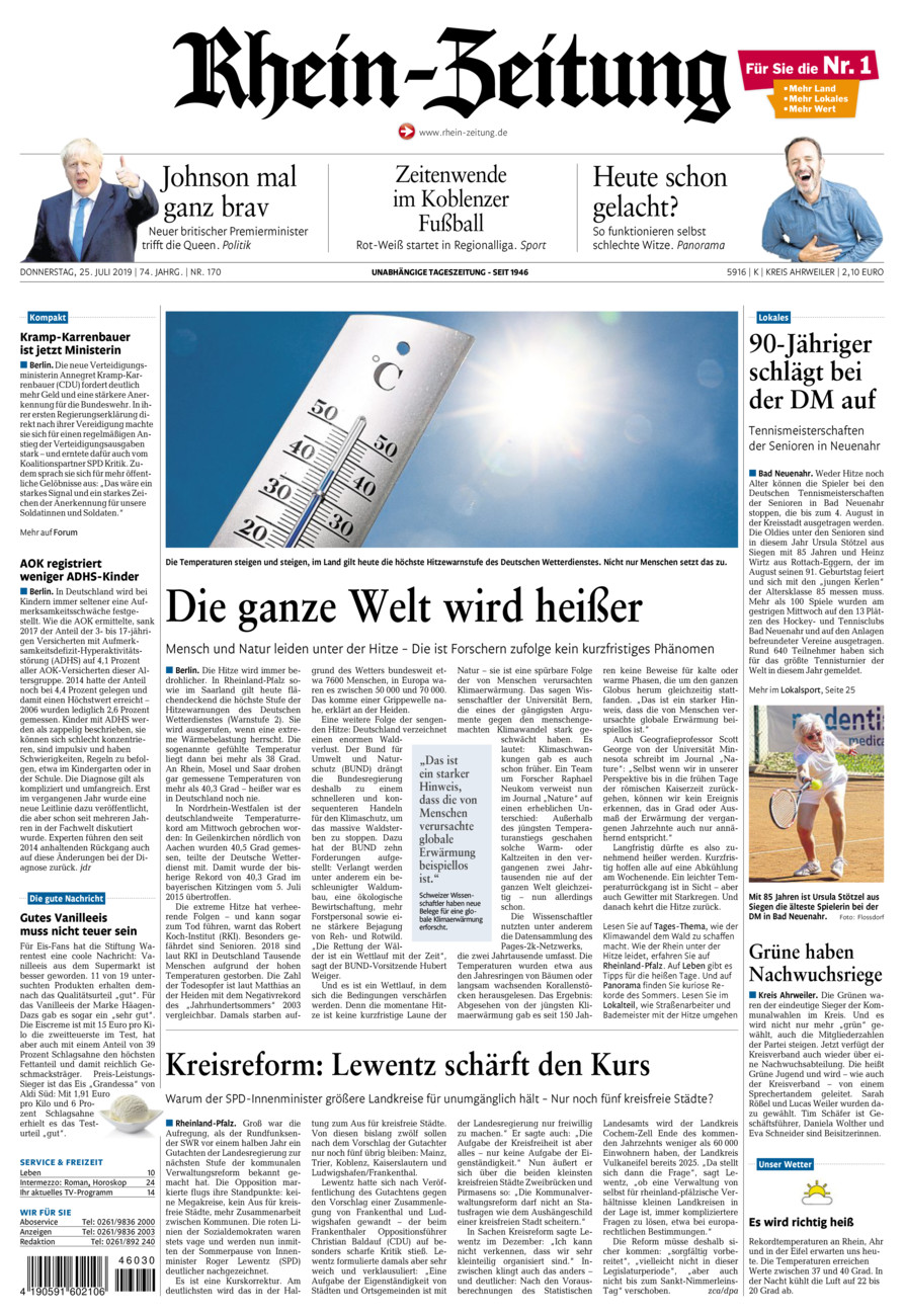 Rhein-Zeitung Kreis Ahrweiler vom Donnerstag, 25.07.2019