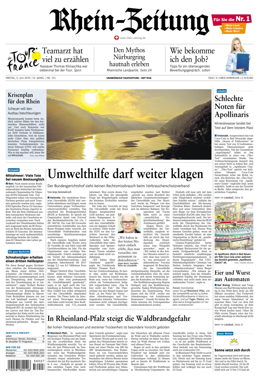 Rhein-Zeitung Kreis Ahrweiler vom Freitag, 05.07.2019