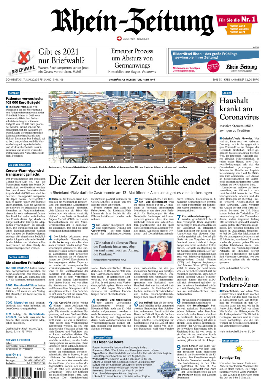 Rhein-Zeitung Kreis Ahrweiler vom Donnerstag, 07.05.2020