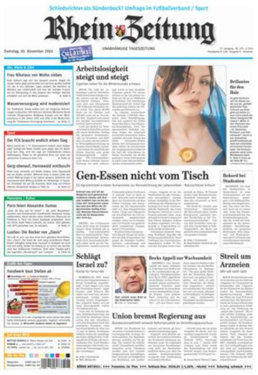 Rhein-Zeitung Kreis Ahrweiler vom Samstag, 30.11.2002