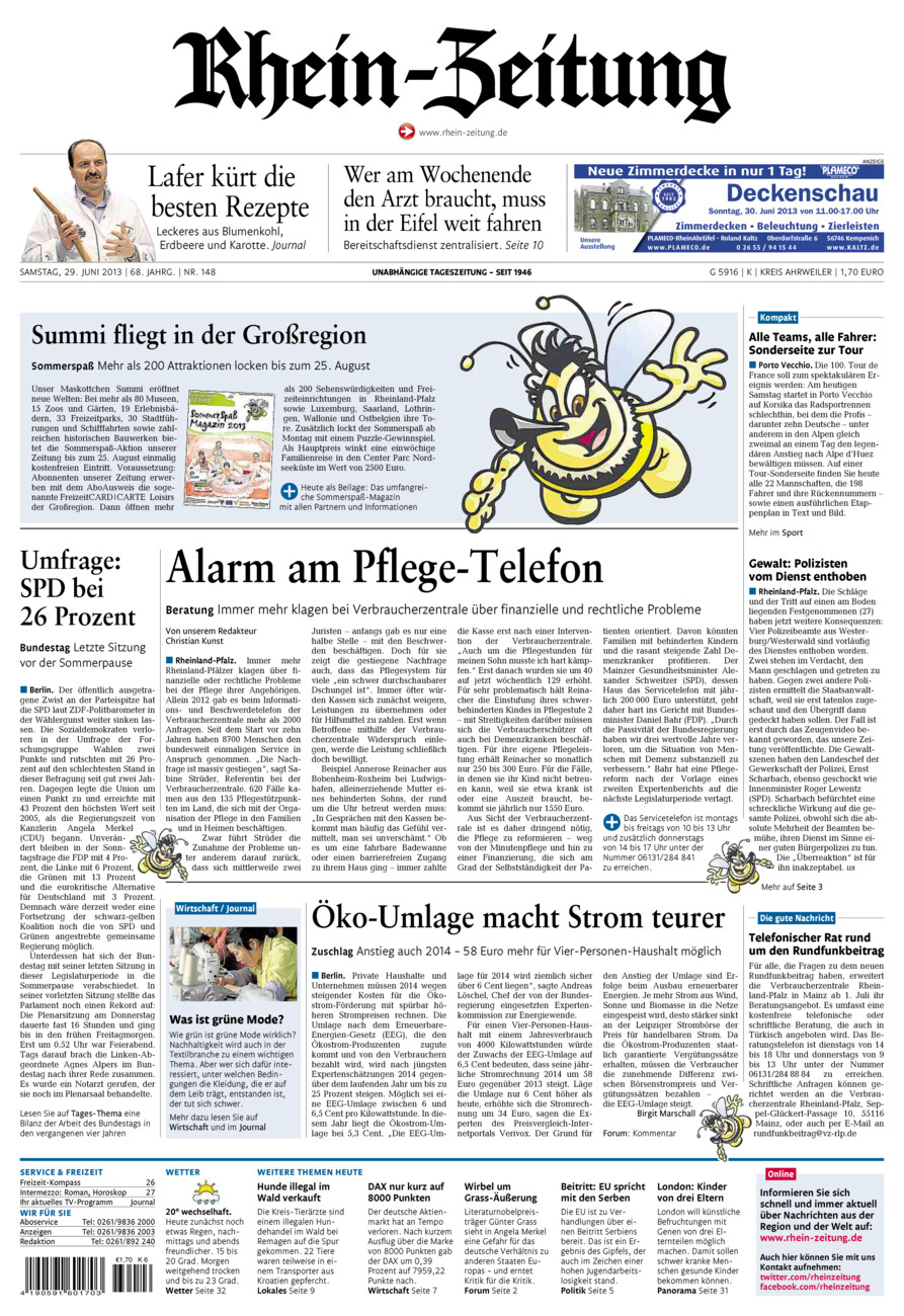 Rhein-Zeitung Kreis Ahrweiler vom Samstag, 29.06.2013
