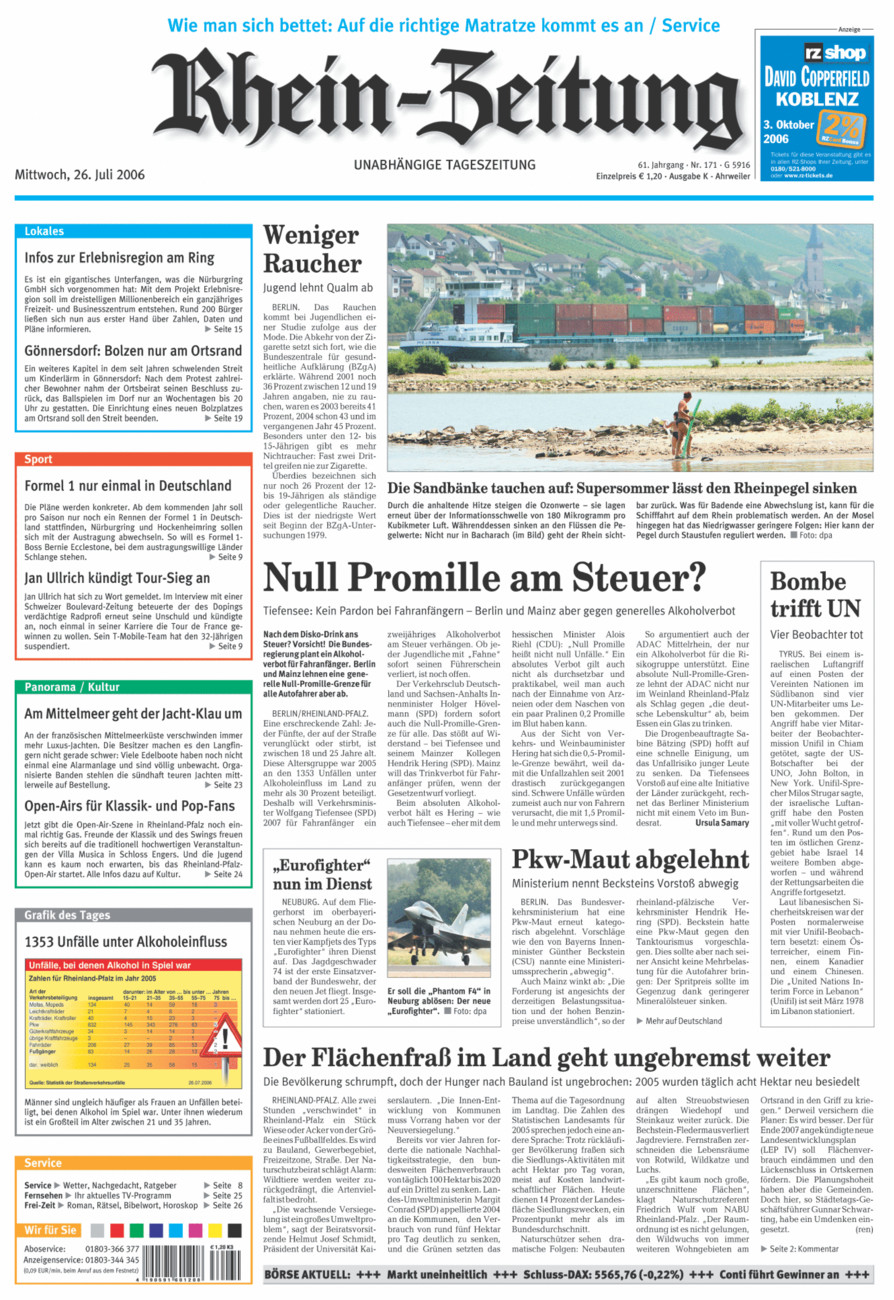 Rhein-Zeitung Kreis Ahrweiler vom Mittwoch, 26.07.2006