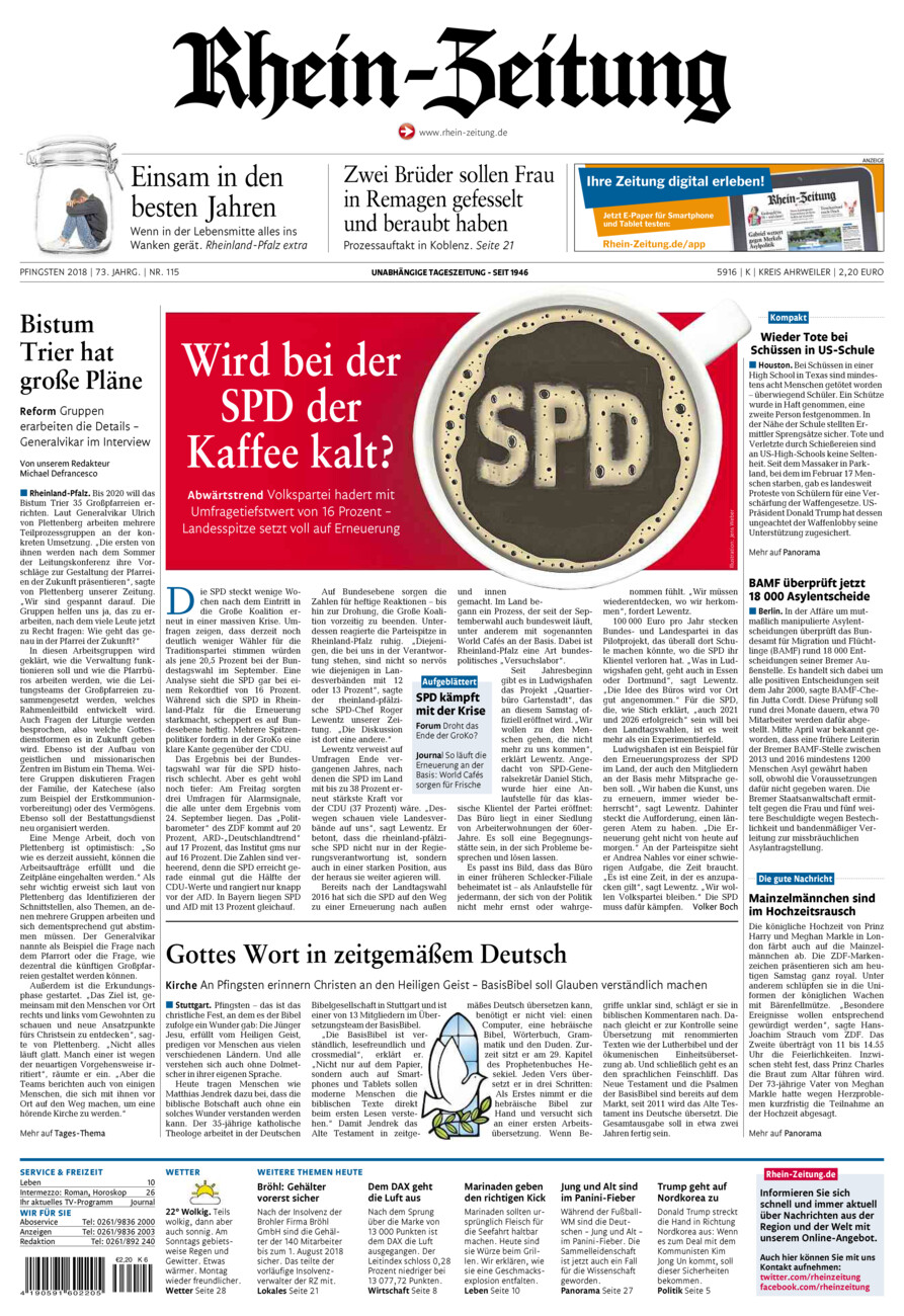Rhein-Zeitung Kreis Ahrweiler vom Samstag, 19.05.2018